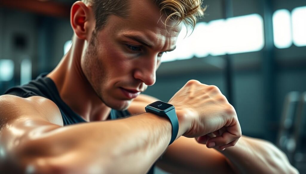Image of an athlete wearing a wearable injury tracker during a training session